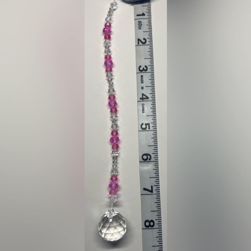Pink and clear Mini Suncatcher. Made with glass beads